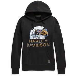 Harley Davidson Women’s Retro Eagle Hoodie in Black size Small